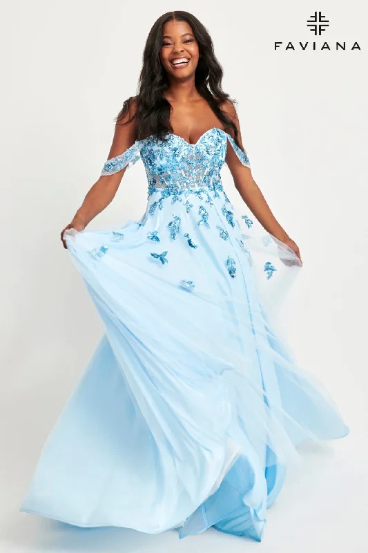 Lace Dress Off The Shoulder Princess Gown With Exposed Boning Corset And Sequin Appliqué | 11059 Lace Dress Off The Shoulder Princess Gown With Exposed Boning Corset And Sequin Appliqué | 11059