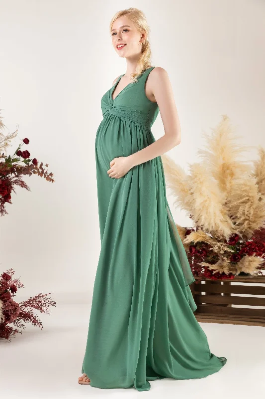 Sequin Maxi Dress A-Line Sweep-Brush Train Chiffon Bridesmaid Dress CB0452M
