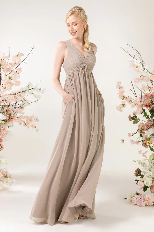 Vintage Lace Dress A-Line Sweep-Brush Train Chiffon Bridesmaid Dress CB0455