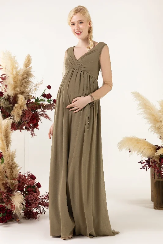 Strapless Gown A-Line Sweep-Brush Train Chiffon Bridesmaid Dress CB0461M
