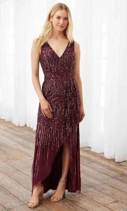 Fancy Embellished Dress Adrianna Papell Platinum 40391 - Open V Back Sequined Dress Fancy Embellished Dress Adrianna Papell Platinum 40391 - Open V Back Sequined Dress