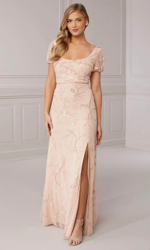 Pearl Embellished Gown Adrianna Papell Platinum 40423 - Square Neck Dress with Slit Pearl Embellished Gown Adrianna Papell Platinum 40423 - Square Neck Dress with Slit