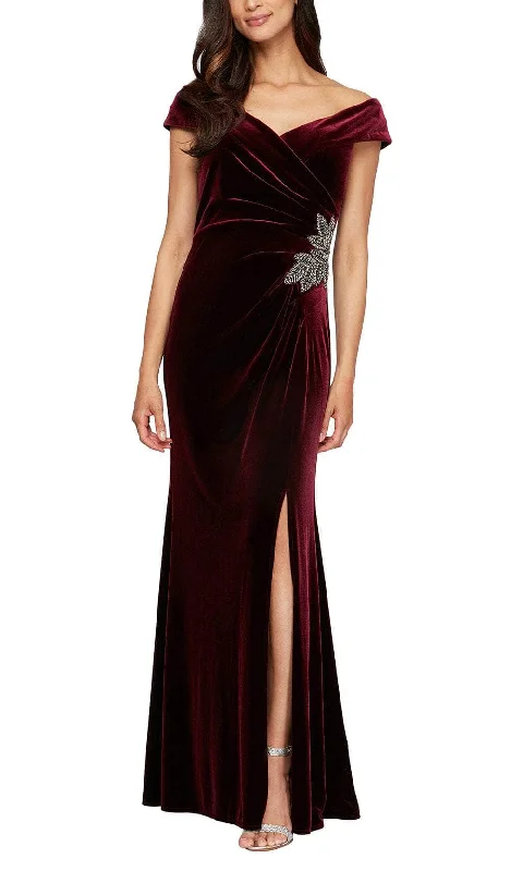 Tulle Gown Alex Evenings 81917705 - Off Shoulder Velvet Evening Dress