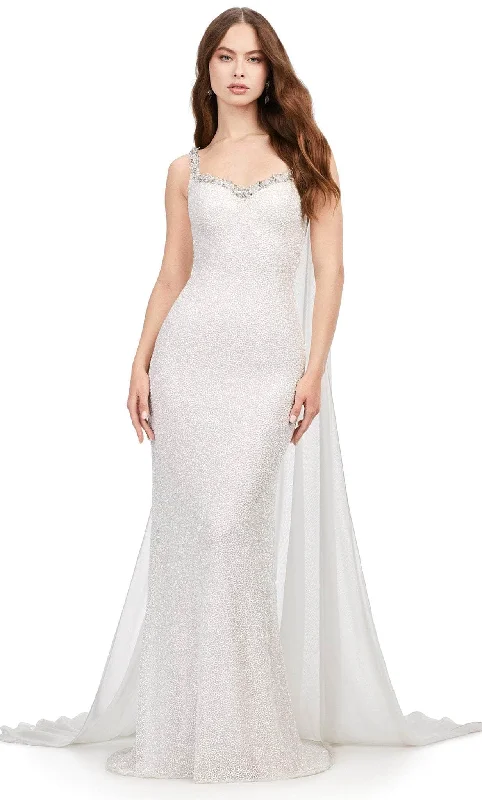 Vintage Gown Ashley Lauren 11398 - Vermicelli Beaded Gown with Chiffon Cape