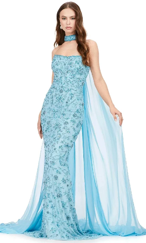 Embellished Dress Ashley Lauren 11404 - Choker Beaded Evening Dress