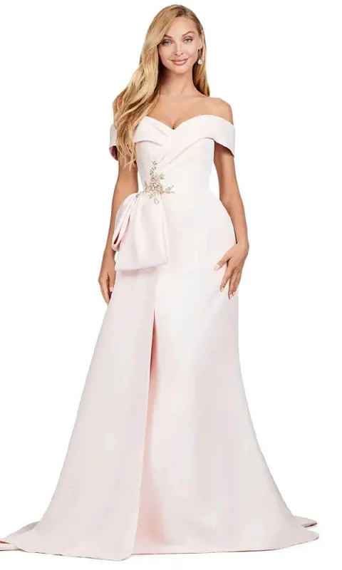Velvet Evening Dress Ashley Lauren 11425 - Off-Shoulder Mermaid Satin Gown