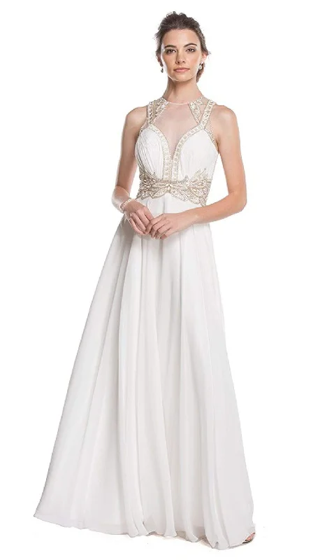 Subtle Shine Dress Aspeed Design - Embellished Illusion Jewel A-line Prom Dress