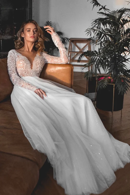 Elegant Beaded Dress A-line Wedding Dress Aviv