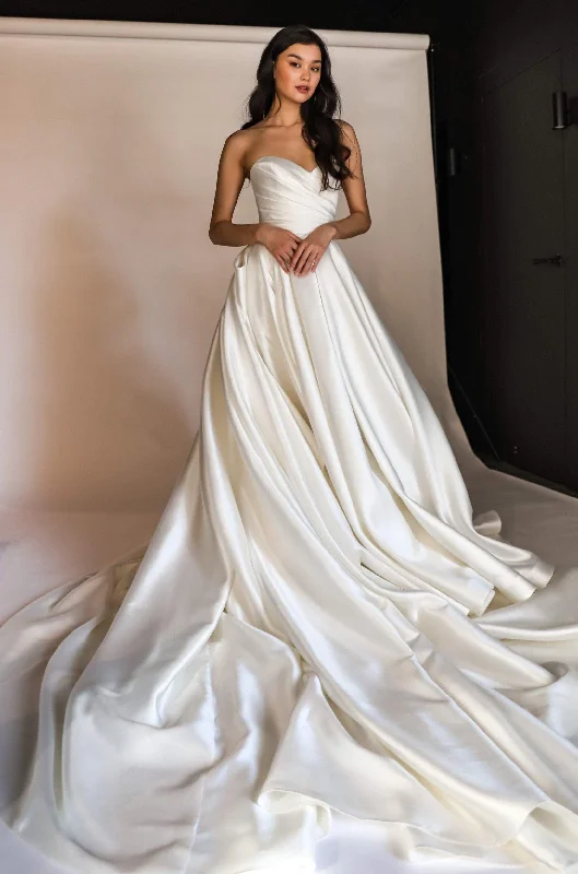 Embellished Dress Classic Mikado Wedding Dress Gloria with Detachable Huge Bow
