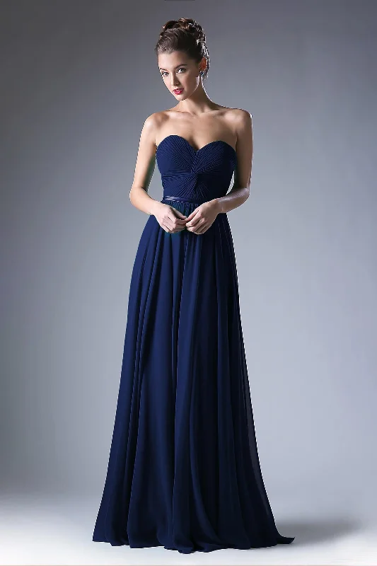 Classic Evening Dress Cinderella Divine CD7455 Strapless Chiffon Empire Waist Prom Dress