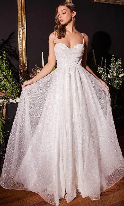 Empire Waist Dress Cinderella Divine CD253W - Sparkling Sleeveless Bridal Gown