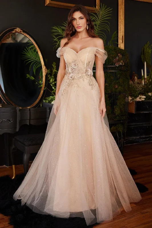Chic Maxi Dress Cinderella Divine CD3395 Long Off Shoulder Prom Dress
