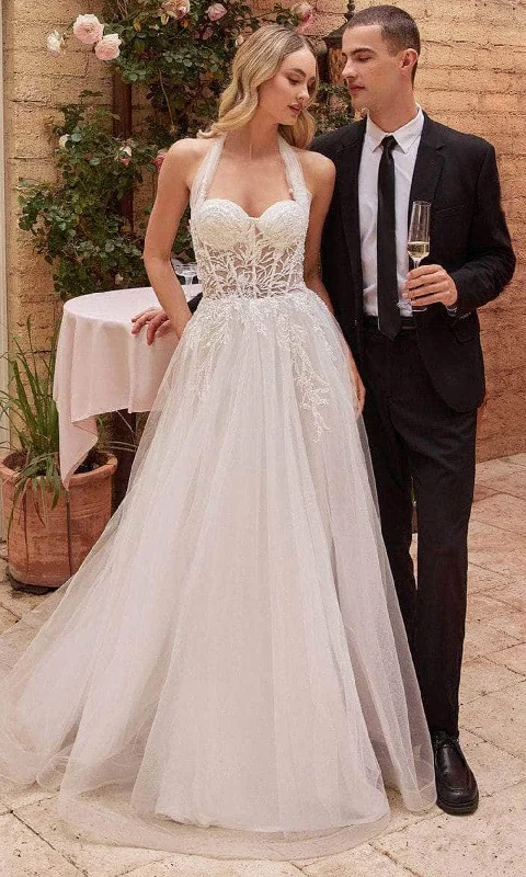 Prom Dress Cinderella Divine CD827W - Halter Corset Bridal Dress