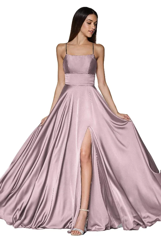 Velvet Dress Cinderella Divine - Straight Across A-Line Evening Dress CJ527 - 1 pc Dusty Rose In Size 16 Available