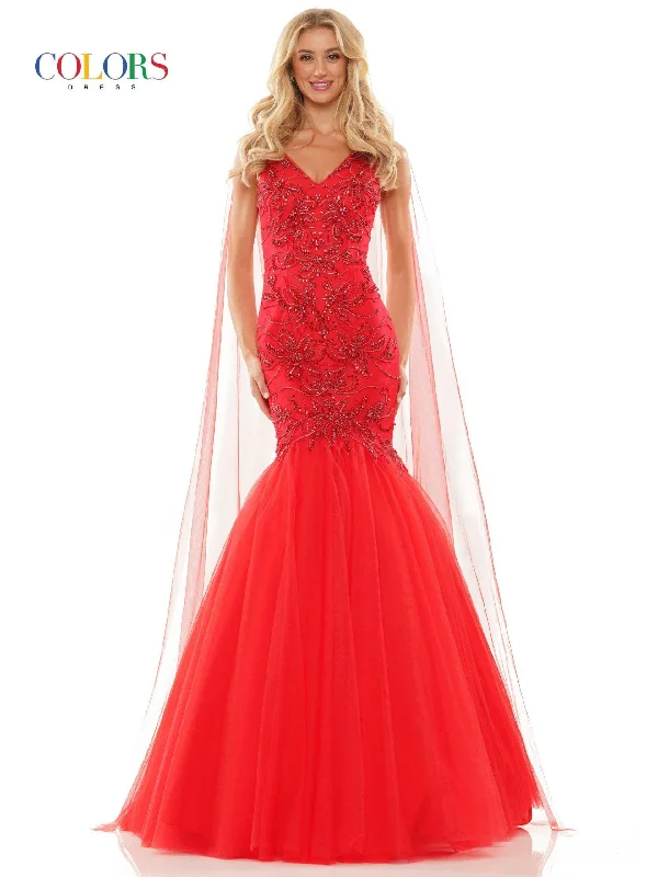 Draped Gown Colors 2993 Colors Long Sleeveless Prom Dress