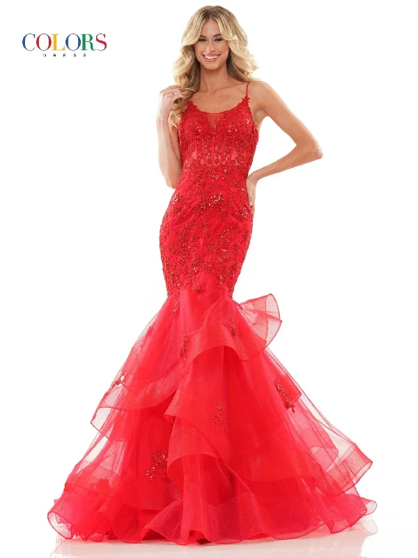Floor-Length Gown Colors 2899 Colors Long Spaghetti Strap Evening Dress