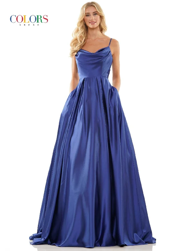 Draped Formal Dress Colors G1088 Colors Long Spaghetti Strap Evening Dress