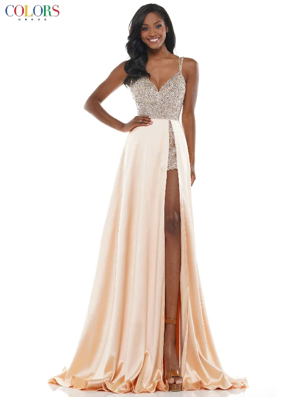 Lavish Evening Gown Colors 2604 Colors Prom Short Beaded Romper Skirt Overlay