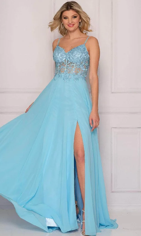 Velvet Evening Dress Dave & Johnny - Applique Corset Long Dress A10364