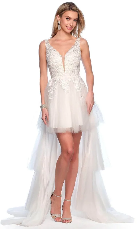 Puffy Sleeve Dress Dave & Johnny Bridal 11205 - Tiered High Low Bridal Gown
