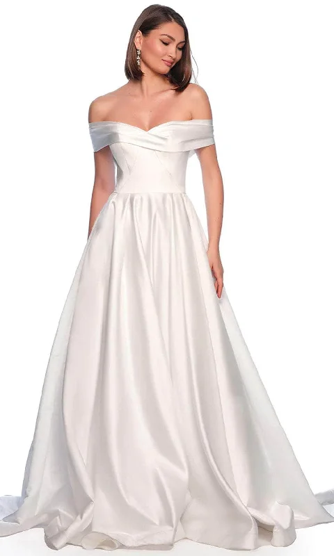 Glittering Evening Gown Dave & Johnny Bridal 11334 - Off Shoulder Satin Bridal Gown