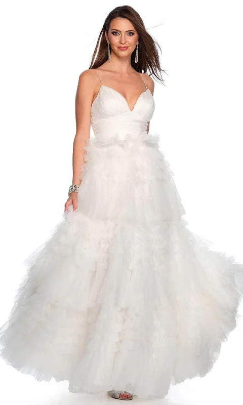 Draped Satin Gown Dave & Johnny Bridal 11588 - Spaghetti Strap Tulle Bridal Gown