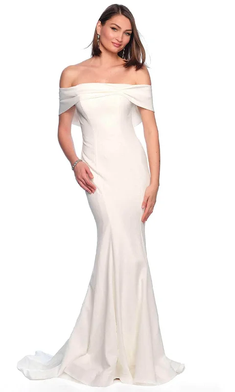 Statement Sleeve Dress Dave & Johnny Bridal 11619 - Draped Off Shoulder Bridal Gown