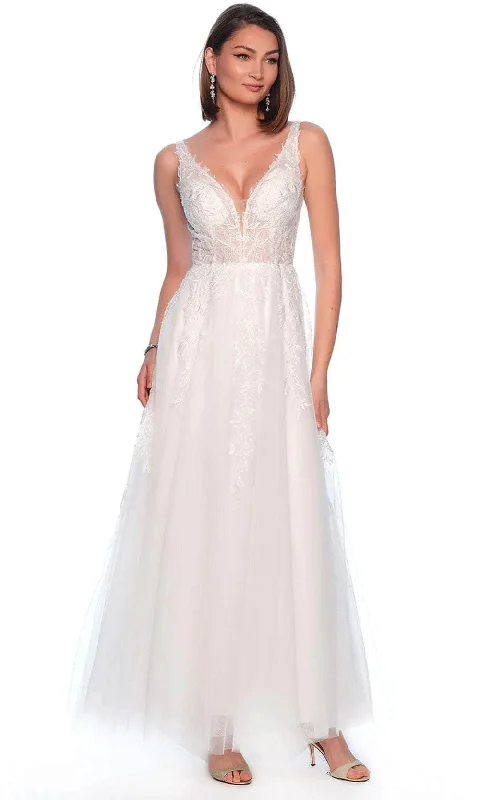 Tulle Skirt Dress Dave & Johnny Bridal 11950 - Leaf Motif Bridal Gown