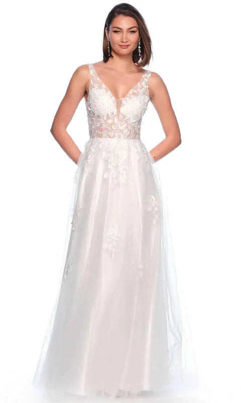 Off-White Gown Dave & Johnny Bridal 11969 - Leaf Pattern Bridal Gown