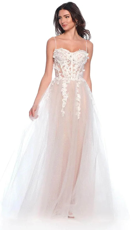 Sheer Panel Dress Dave & Johnny Bridal 12105 - Sweetheart Applique Bridal Gown
