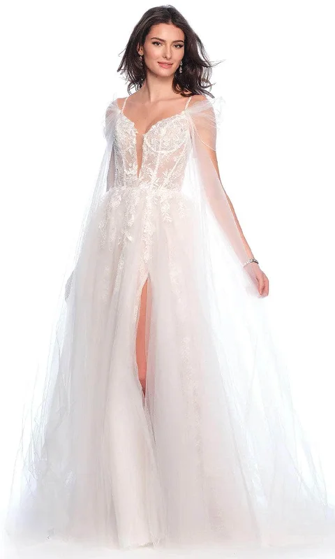 Brocade Formal Dress Dave & Johnny Bridal 12112 - Detachable Sleeve Bridal Gown
