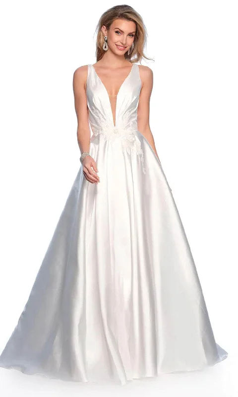 Timeless Satin Dress Dave & Johnny Bridal 12118 - Plunging Satin Bridal Gown