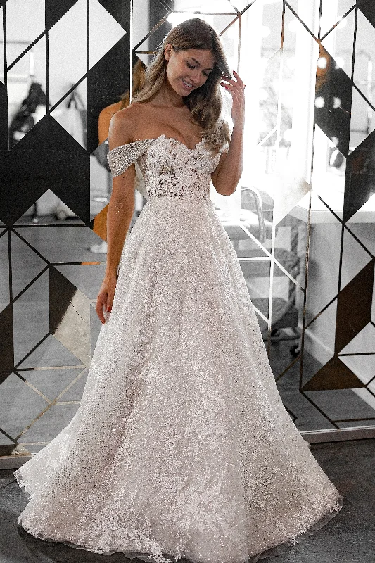 Sparkly Dress A-line Lace Wedding Dress Divon