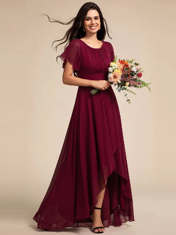 Taffeta Dress Claire | Elegant Round Neckline Short Sleeve A-Line Chiffon Bridesmaid Dress Taffeta Dress Claire | Elegant Round Neckline Short Sleeve A-Line Chiffon Bridesmaid Dress