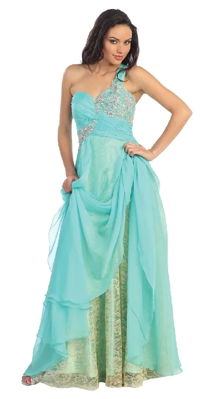 Elegant Wedding Gown Elizabeth K - GL1154 Asymmetrical Ruched Ornate Gown