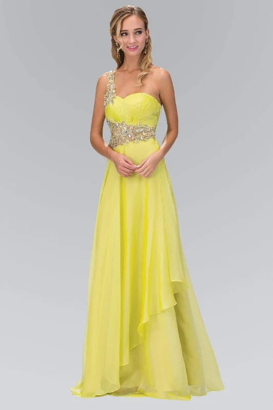 Designer Gown Elizabeth K - GL1083 One Shoulder Jewel Embellished Chiffon Gown