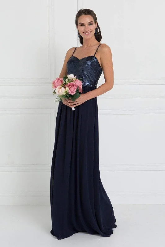 Simple Formal Dress Elizabeth K - GL2416 Sequined Sweetheart Chiffon A-line Dress