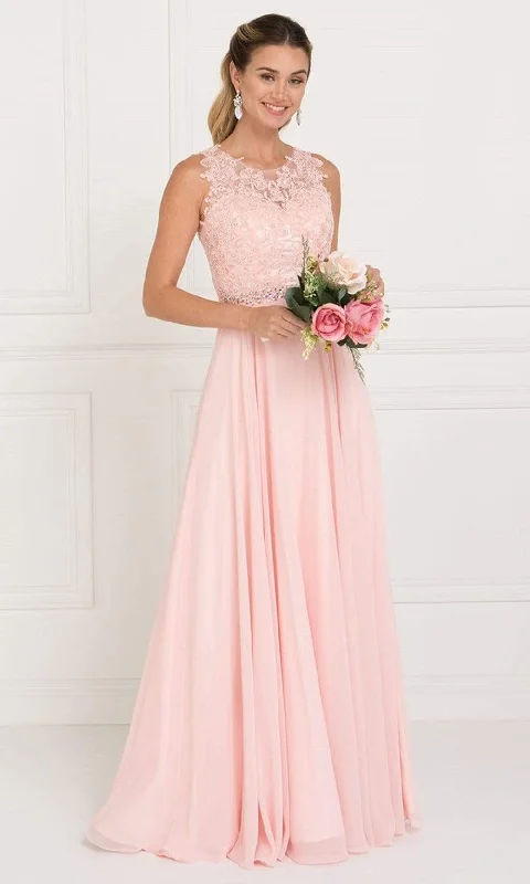 Bodycon Gown Elizabeth K - GL2417 Illusion Jewel Embellished Lace A-Line Gown