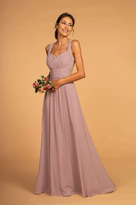 Lace Dress Elizabeth K - GL2608 Sleeveless Ruched-Bodice A-Line Chiffon Gown