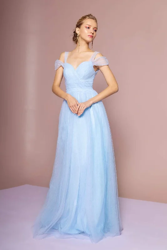 Modest Gown Elizabeth K - GL2610 Cold Shoulder Sweetheart Neck Tulle A-Line Gown