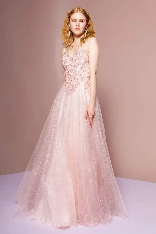 Formal Attire Elizabeth K - GL2694 Embroidered Bodice Glitter A-Line Gown