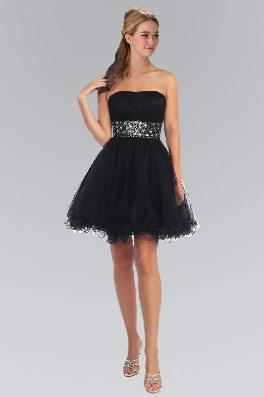 Lace Sleeves Dress Elizabeth K - GS1053 Jewel Embellished Waist Sweetheart Dress