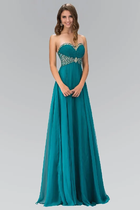 Strapless Gown Elizabeth K - GL1075 Lavish Jeweled Strapless Chiffon Gown