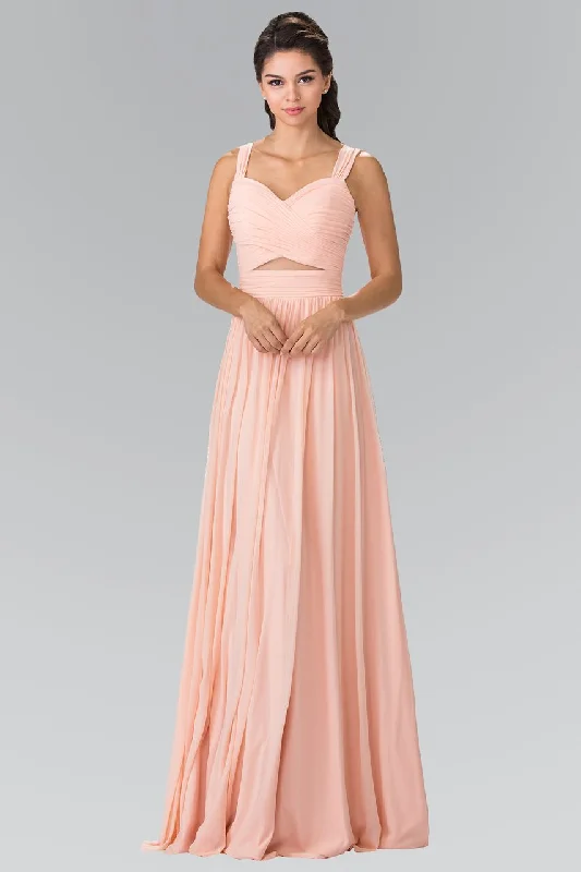 Illusion Neckline Dress Elizabeth K - GL2366 Ruched Sweetheart Bodice Long Chiffon Gown