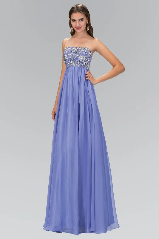 Tulle Gown Elizabeth K - GL1069 Strapless Ornate Chiffon Empire Gown