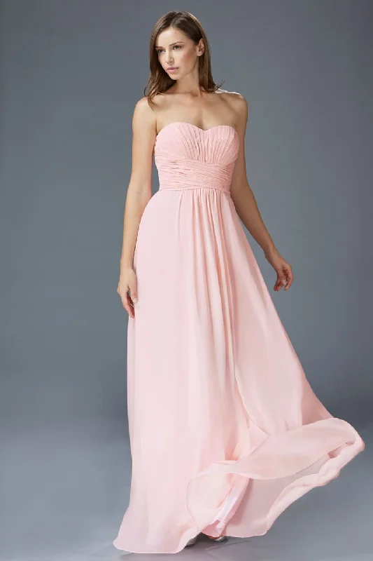 Fringe Gown Elizabeth K - GL2070 Strapless Pleated Sweetheart Chiffon Dress