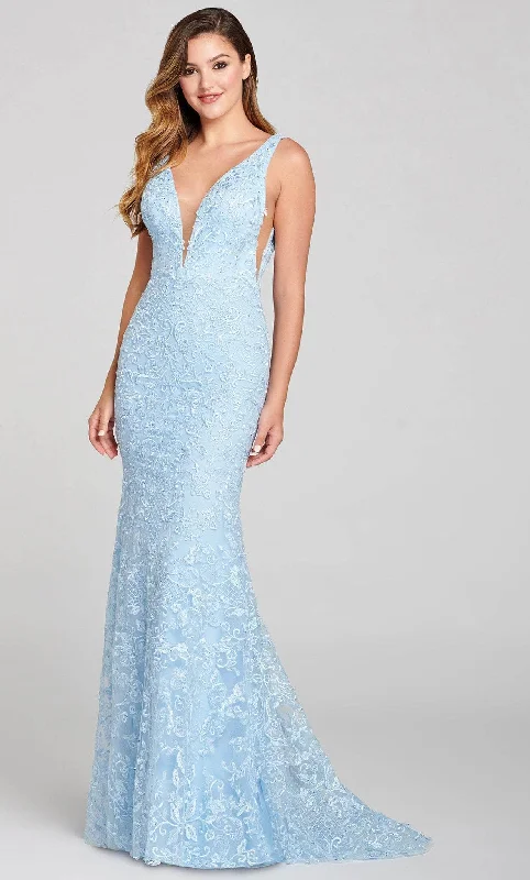 Draped Gown Ellie Wilde EW121065 - Embroidered Piece Trumpet Gown