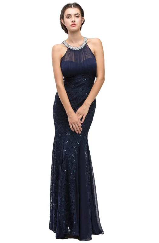 Elegant Evening Dress Eureka Fashion - 5030 Halter Neck Lace Trumpet Dress