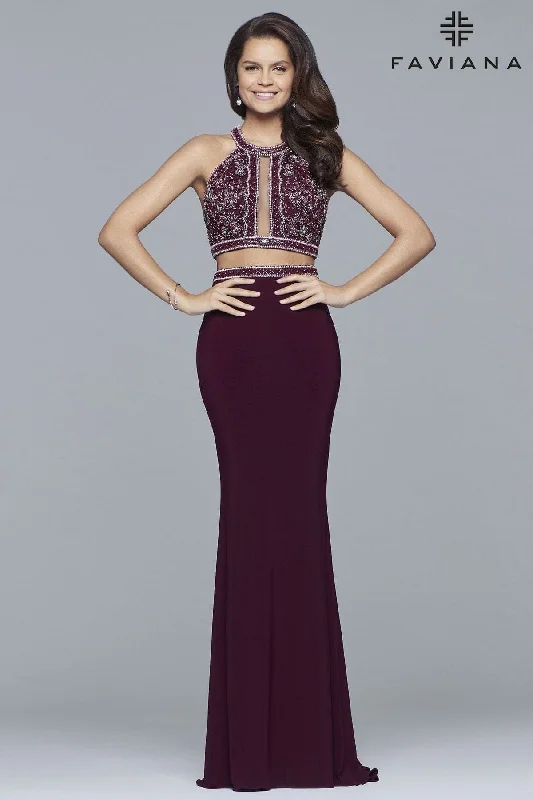 Fit And Flare Dress Two Piece Long Dress With Beaded Bodice
