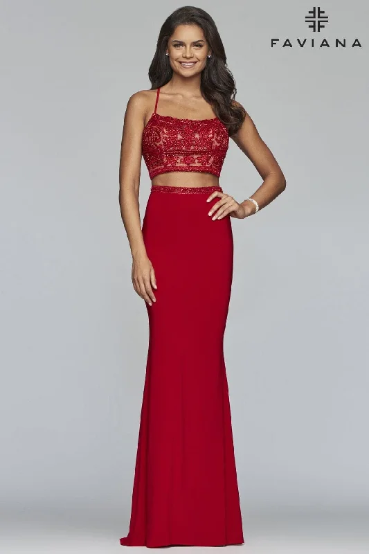 Glitter Dress Two Piece Jersey Dress With Scoop Neckline And Beaded Applique